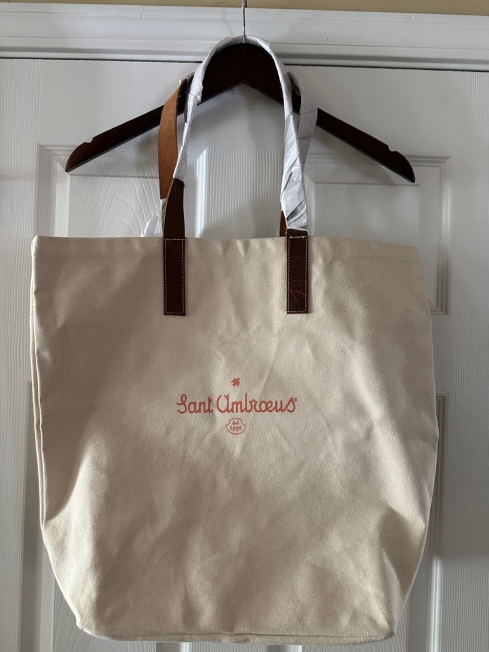 San Ambroeous Oversized Tote with Leather Handles Never Worn!